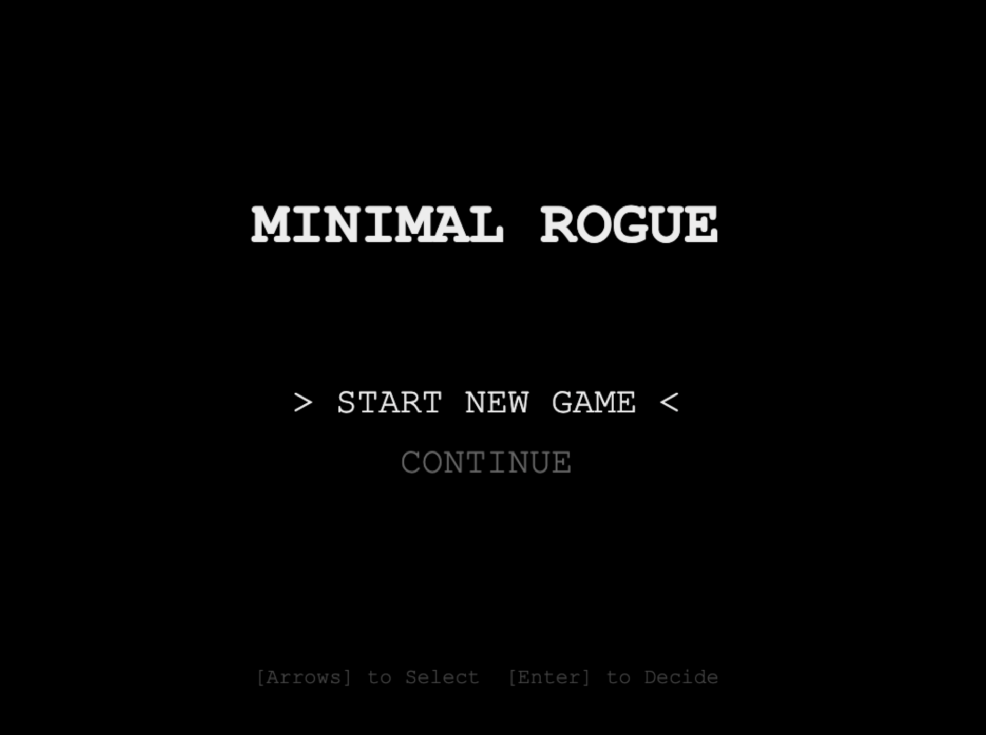 『Minimal Rogue』タイトル画面