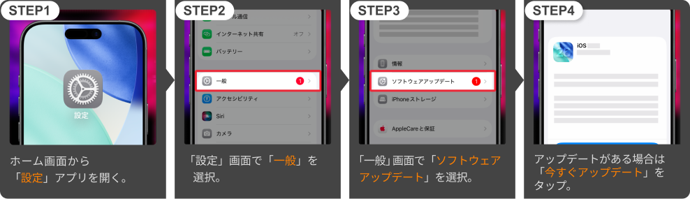 設定からiOSを更新する4段階の公式案内
