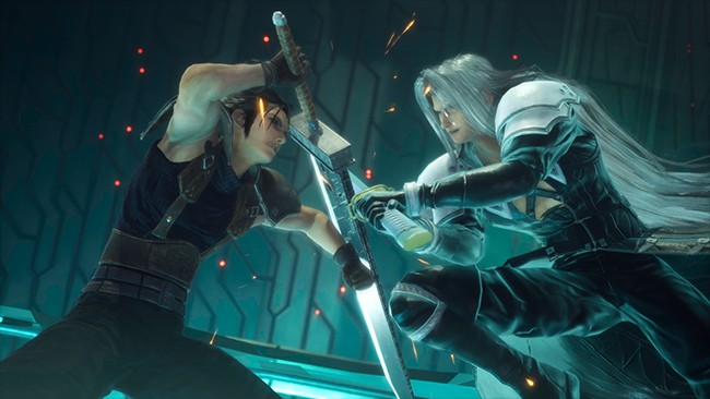 CRISIS CORE –FINAL FANTASY VII– REUNION:ザックスとセフィロスが剣を交える場面