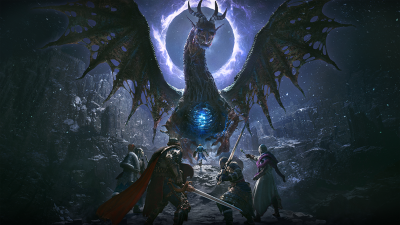 Dragon’s Dogma 2: Dark Arisen:暗い岩場で竜と対峙する作品画像