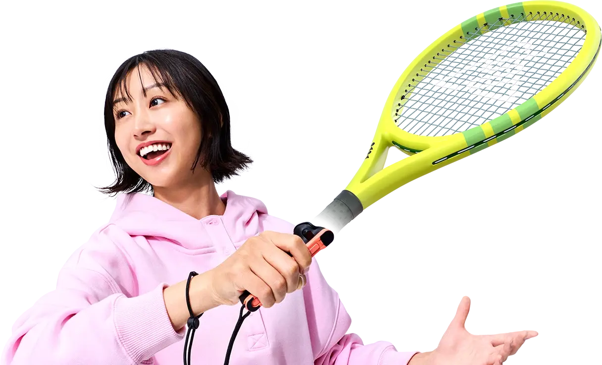 Nintendo Switch Sports Resort:テニスの体感操作を紹介する公式写真