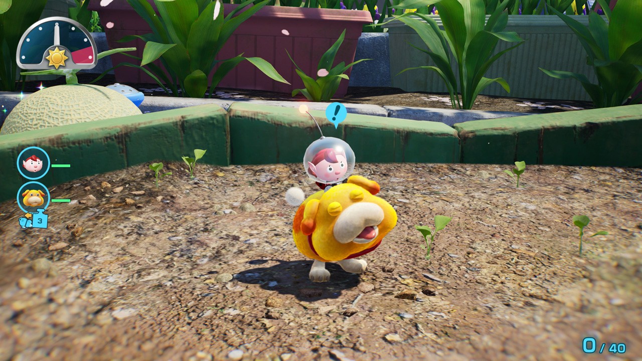 ピクミン4 Nintendo Switch 2 Edition + だれでもチャレンジ! ダンドリ検定：オッチンに乗る探索画面