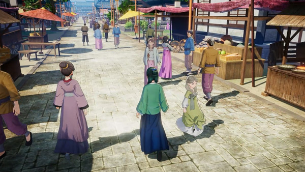 薬屋のひとりごと ~偽りの皇弟~:街を歩く猫猫のゲーム画面