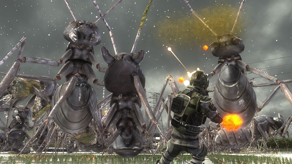 地球防衛軍5 for Nintendo Switch 2:巨大な敵と戦うゲーム画面