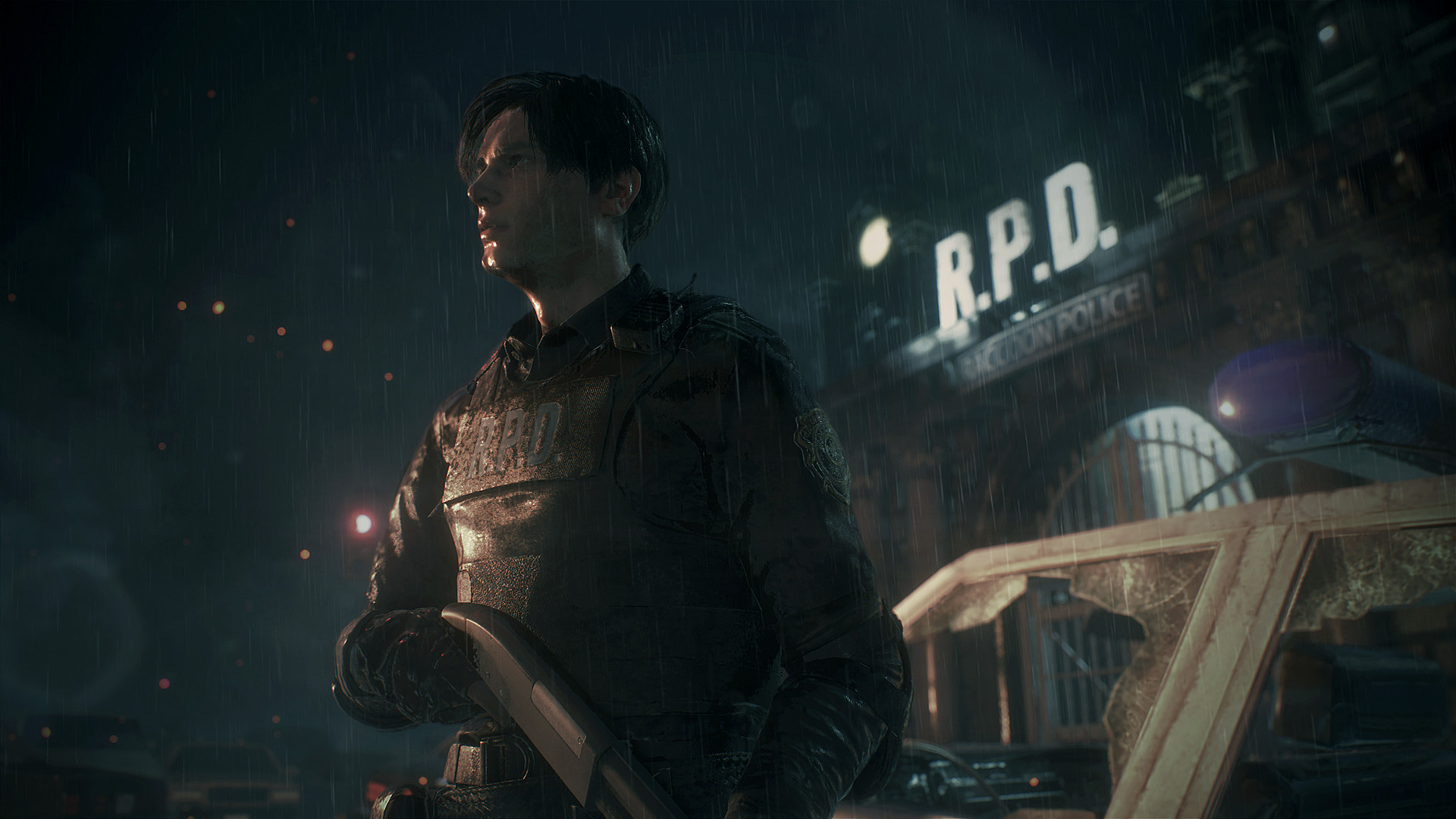 BIOHAZARD RE:2 Z Version デラックスエディション:警察署前に立つレオン(Steam版公式画像)