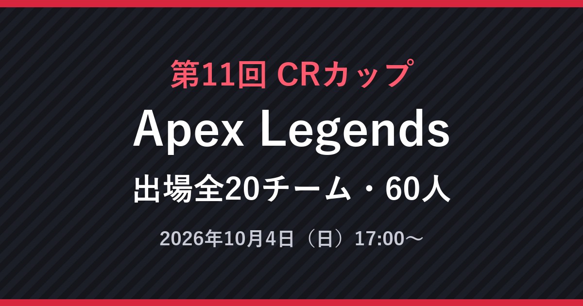 第11回CRカップ Apex Legends 出場全20チーム・60人（文字のみの画像）