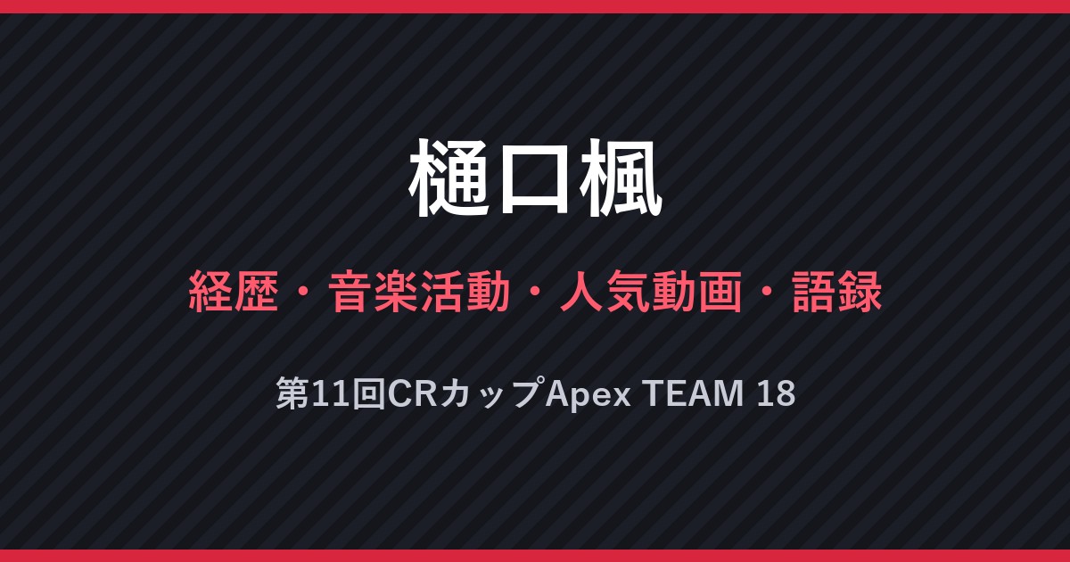 樋口楓・経歴・音楽活動・人気動画・語録・第11回CRカップApex TEAM 18（文字のみの画像）