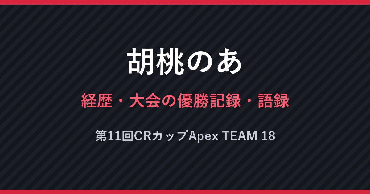 胡桃のあ・経歴・大会の優勝記録・語録・第11回CRカップApex TEAM 18（文字のみの画像）