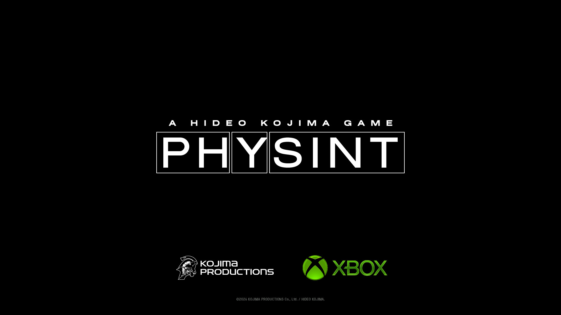 PHYSINT、KOJIMA PRODUCTIONS、Xboxのロゴ