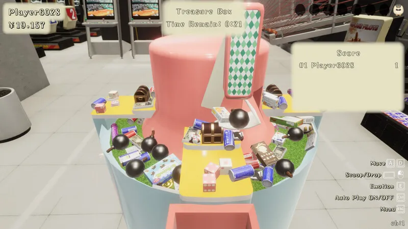 お菓子と景品が載ったプッシャー台